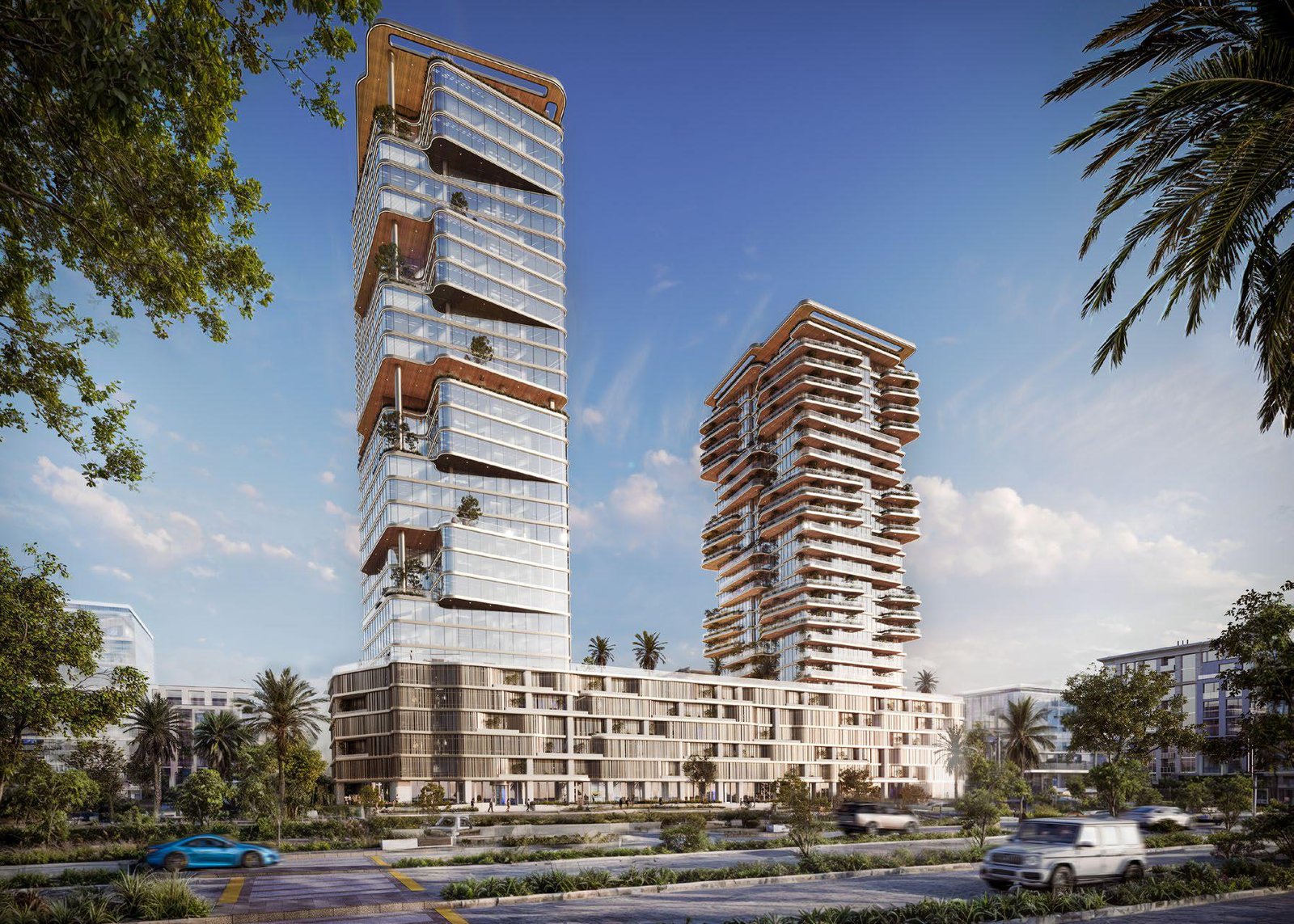 Radiant Atrium modern façade architecture in City of Lights Al Reem Island